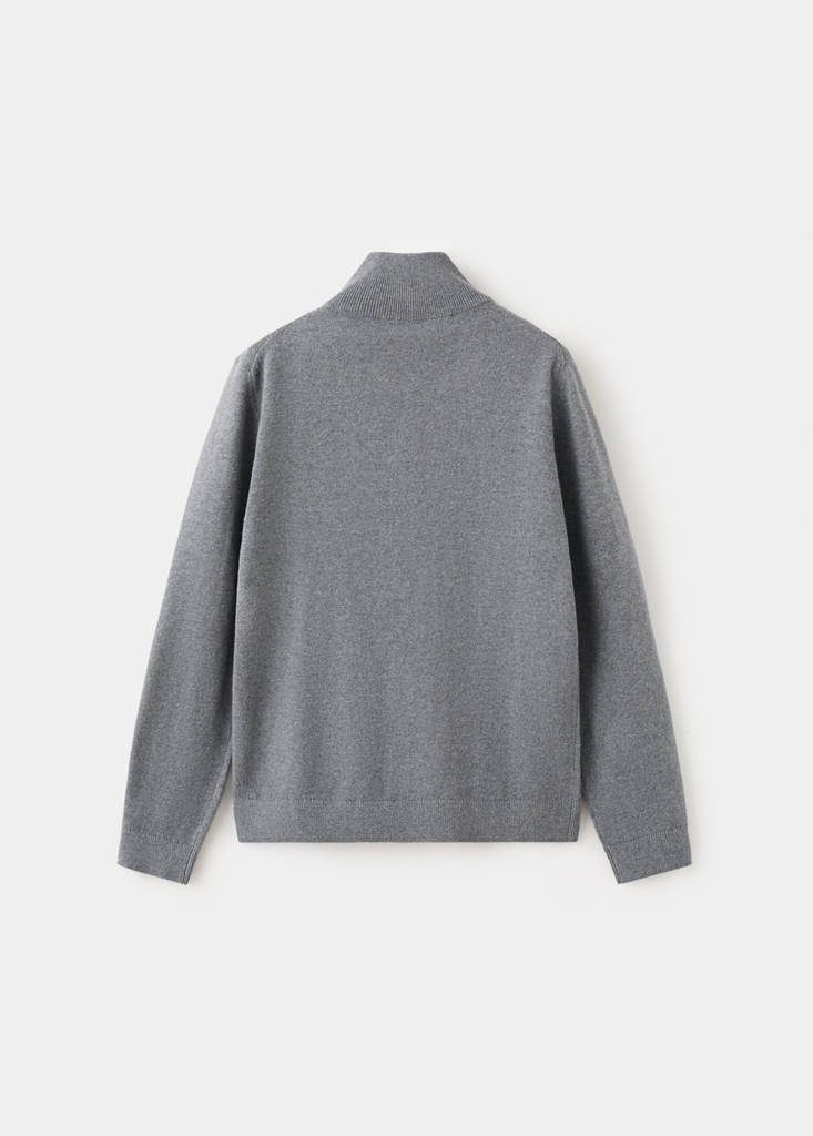 Knitted sweater with perkins neck — Medium Heather Grey