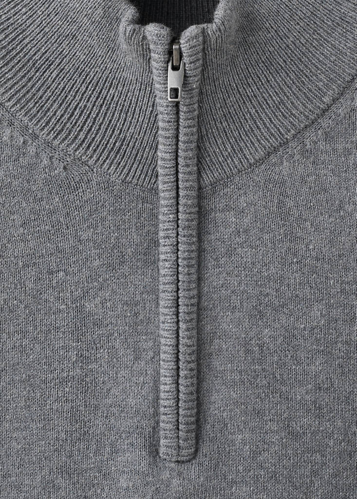 Knitted sweater with perkins neck — Medium Heather Grey