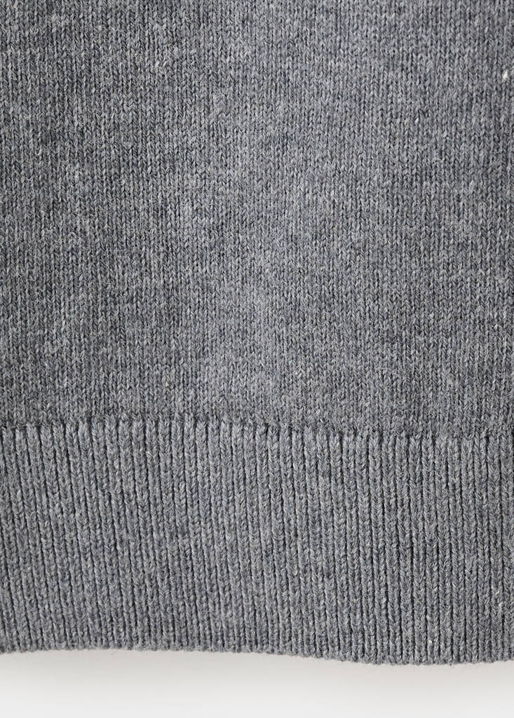 Knitted sweater with perkins neck — Medium Heather Grey