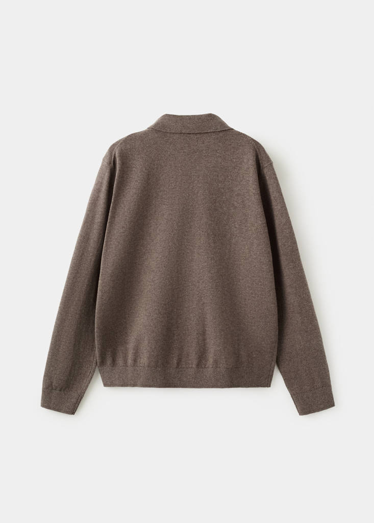 Knitted polo-neck sweater — Brown