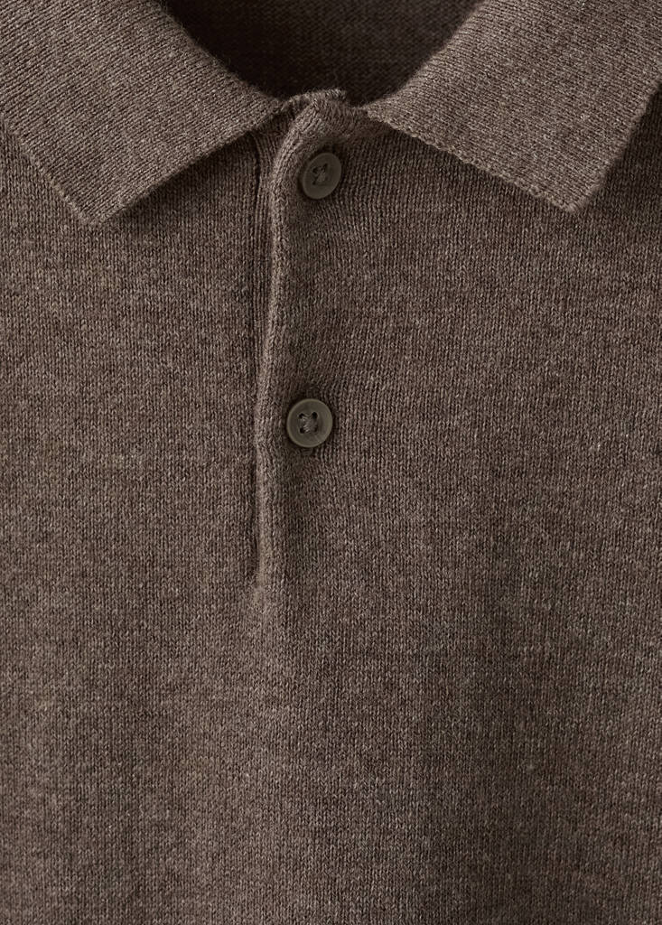 Knitted polo-neck sweater — Brown