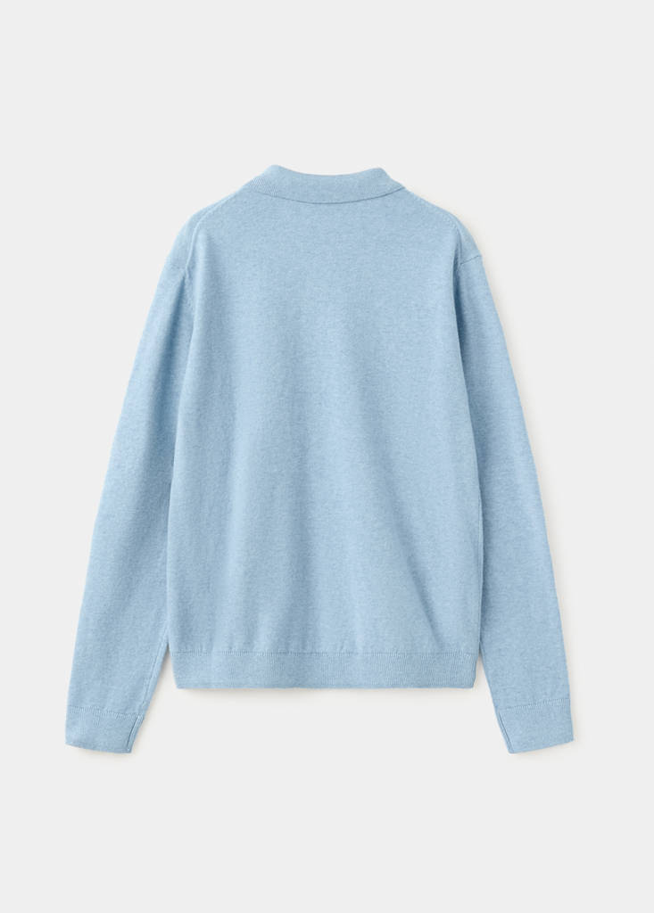 Knitted polo-neck sweater — Blue