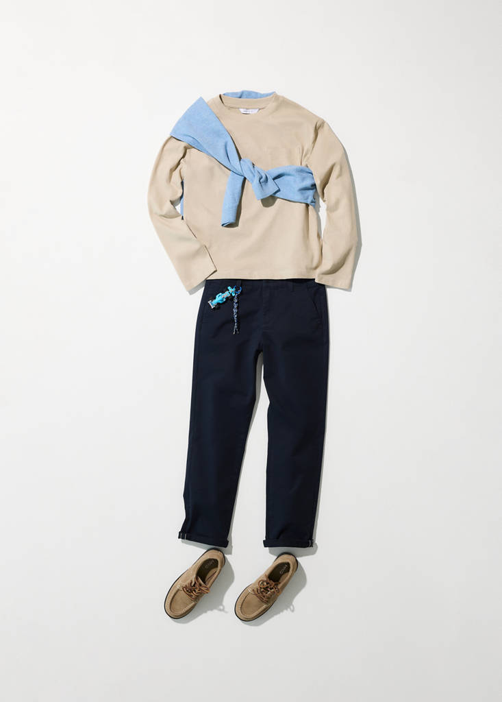 Knitted polo-neck sweater — Blue