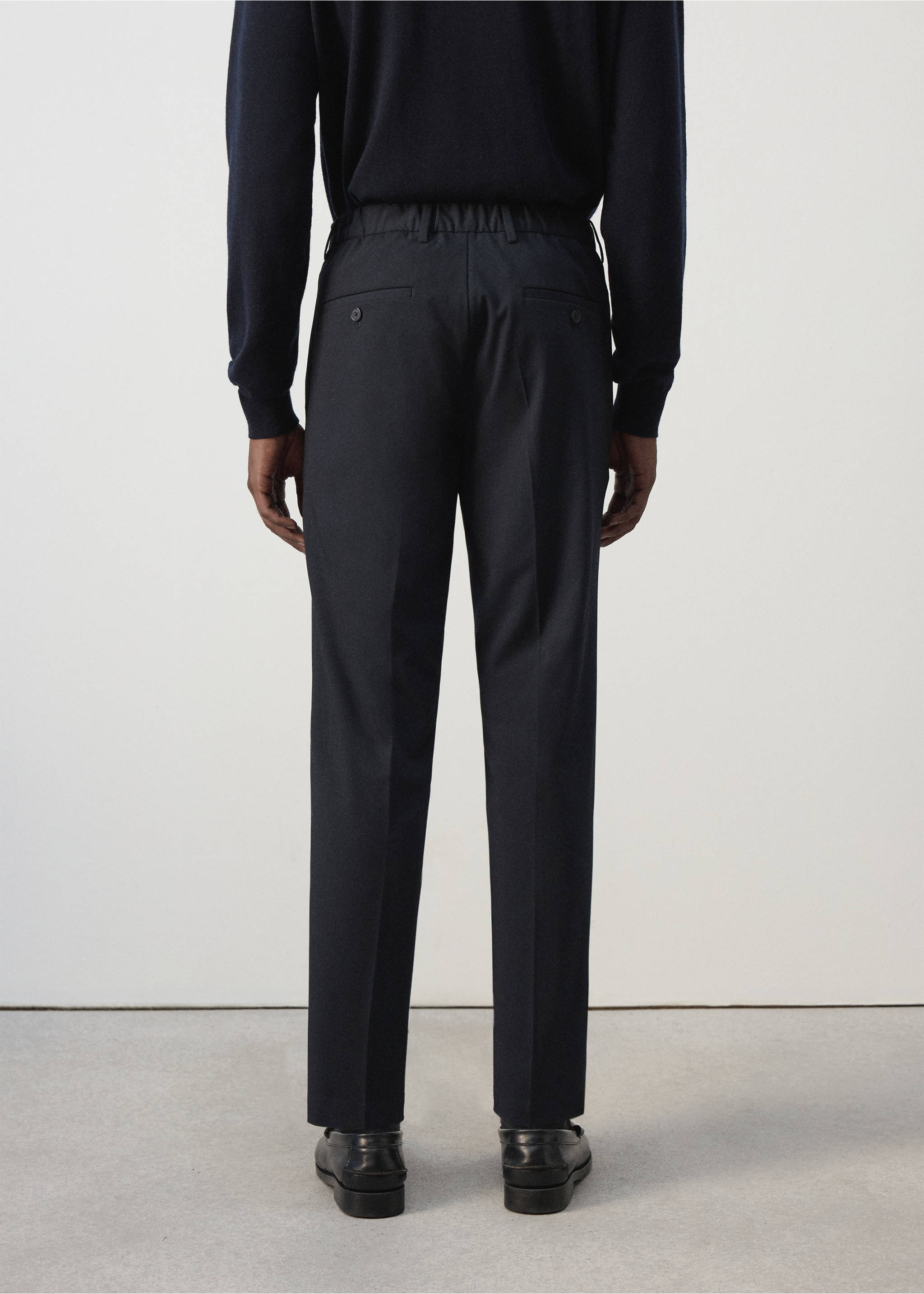 Bologna cropped slim-fit trousers - Reverse of the article, Navy. Ref: 37034407-00.
