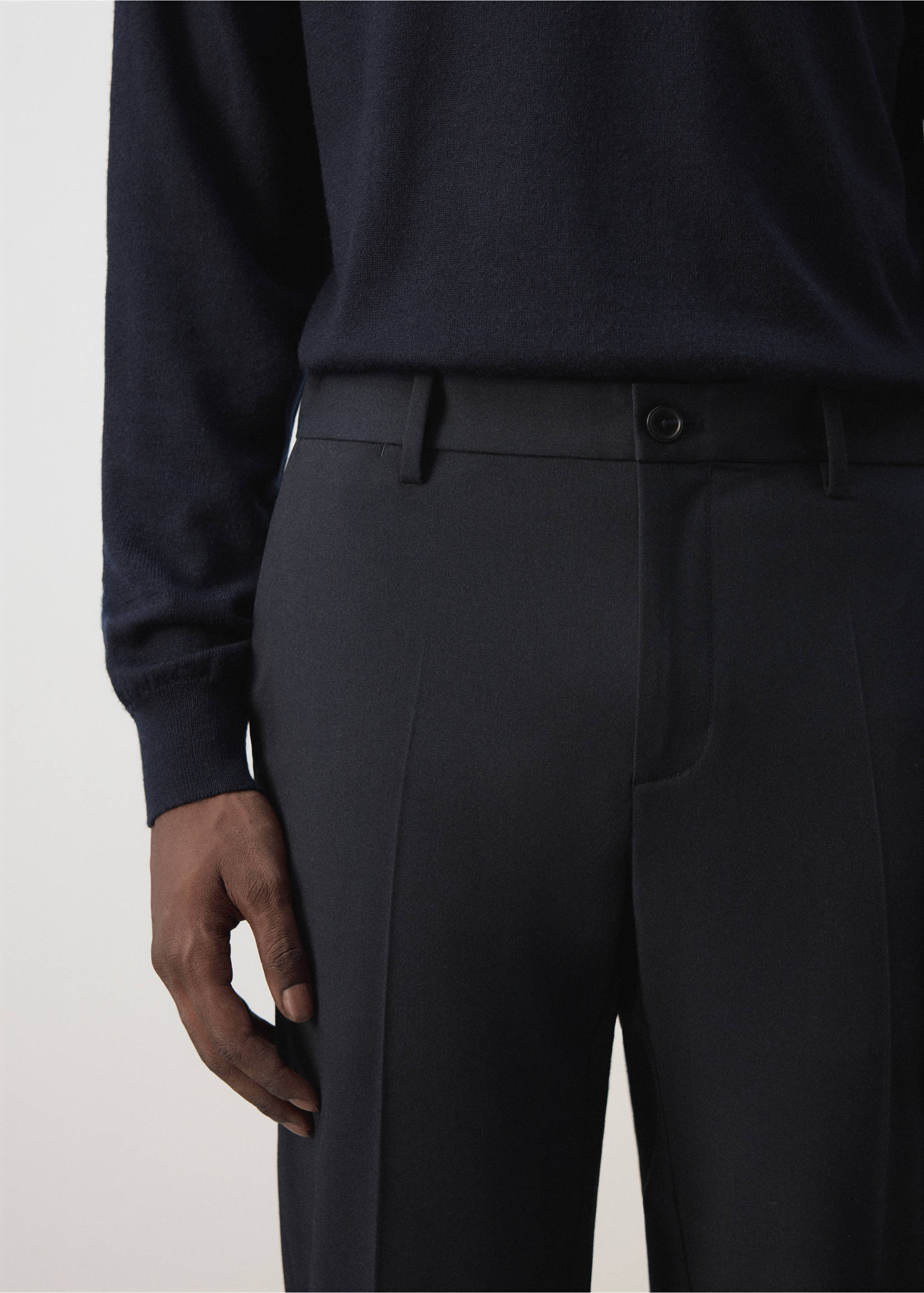 Bologna cropped slim-fit trousers - Details of the article 1, Navy. Ref: 37034407-00.