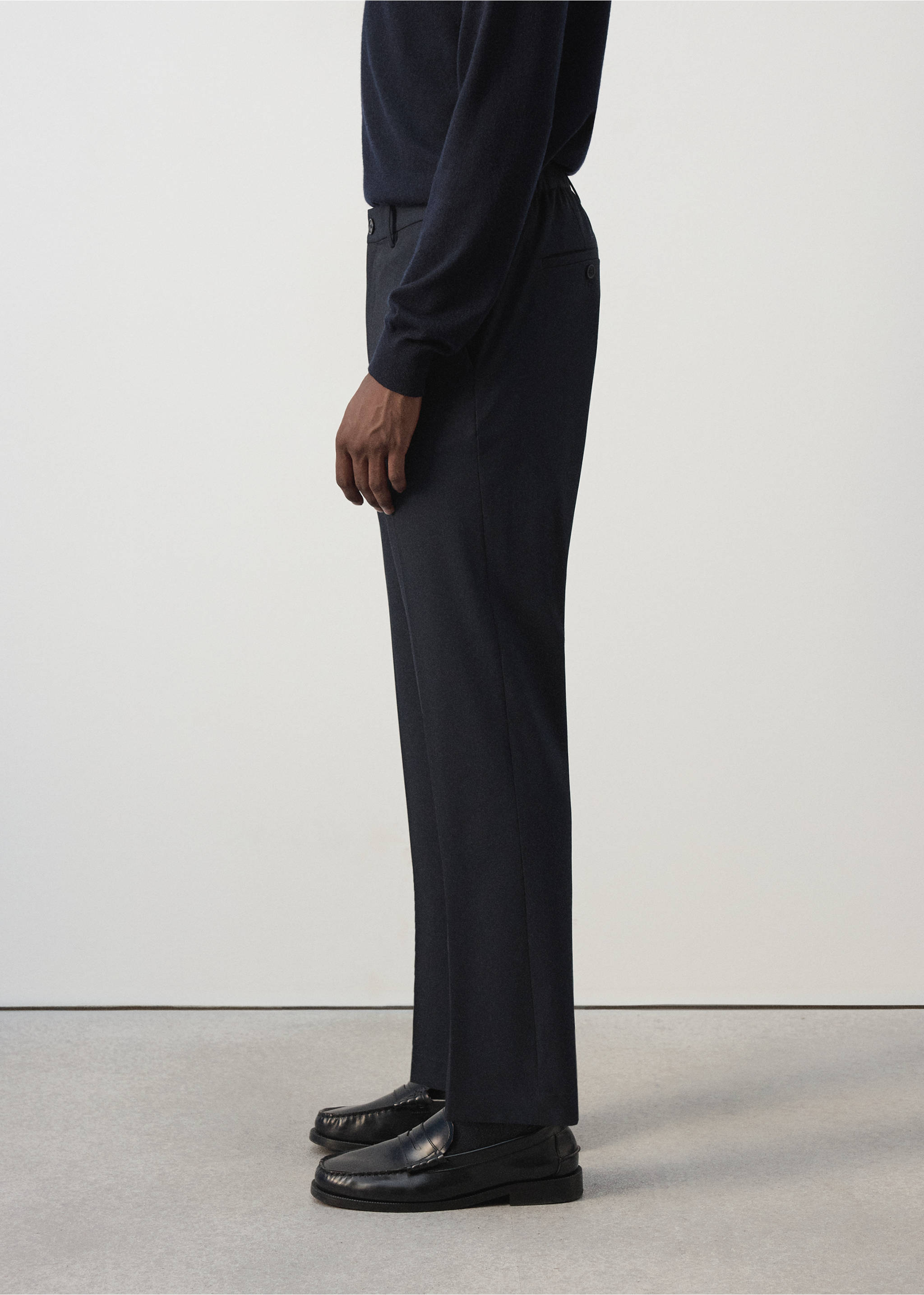 Bologna cropped slim-fit trousers - Details of the article 2, Navy. Ref: 37034407-00.