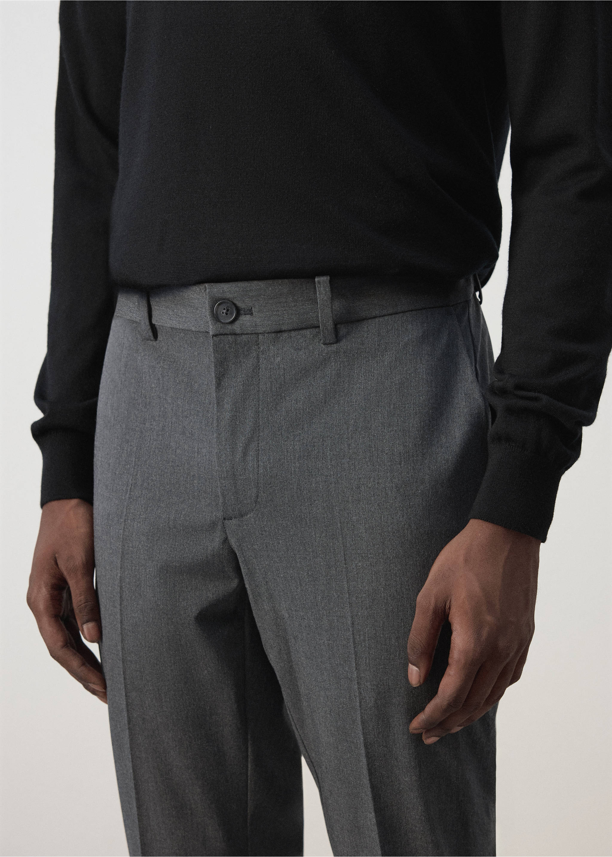 Bologna cropped slim-fit trousers - Details of the article 1, Medium Heather Grey. Ref: 37034407-00.