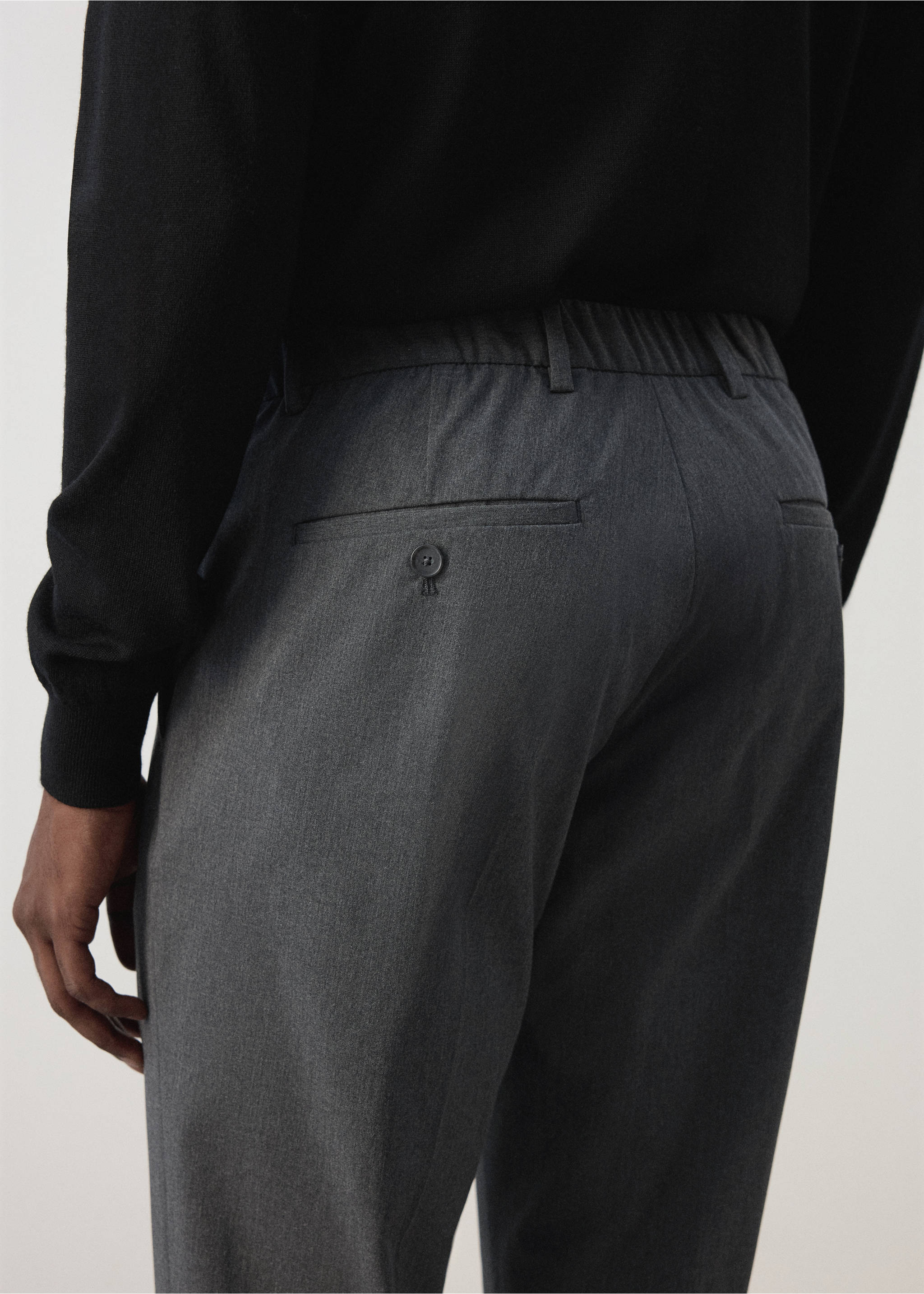 Bologna cropped slim-fit trousers - Details of the article 3, Medium Heather Grey. Ref: 37034407-00.