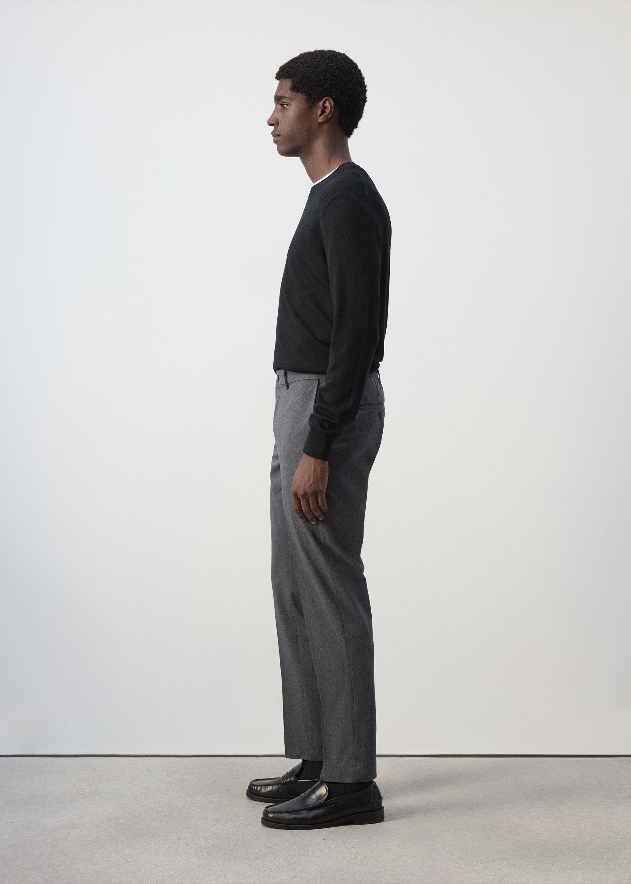 Bologna cropped slim-fit trousers - Details of the article 2, Medium Heather Grey. Ref: 37034407-00.