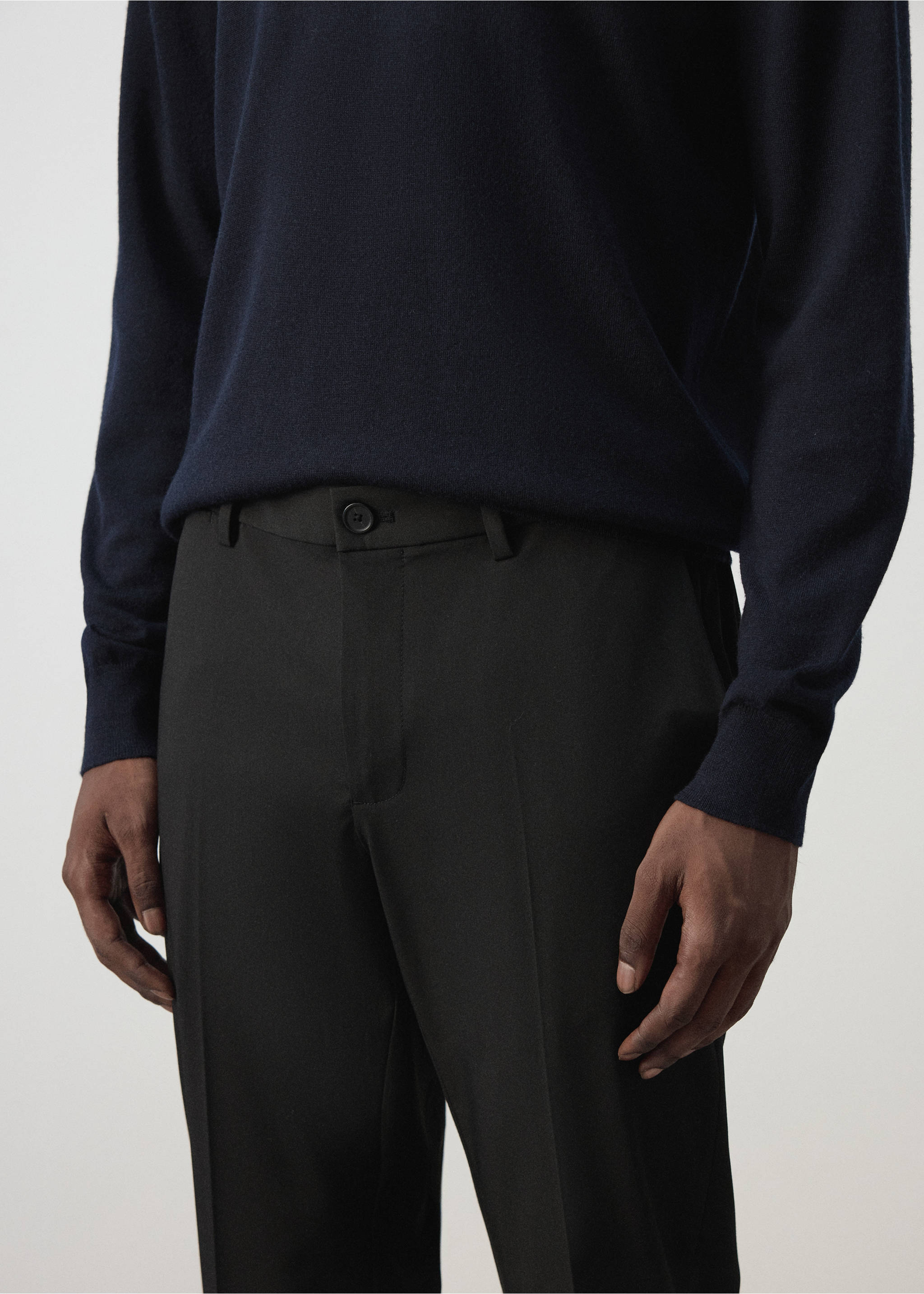 Bologna cropped slim-fit trousers - Details of the article 1, Black. Ref: 37034407-00.