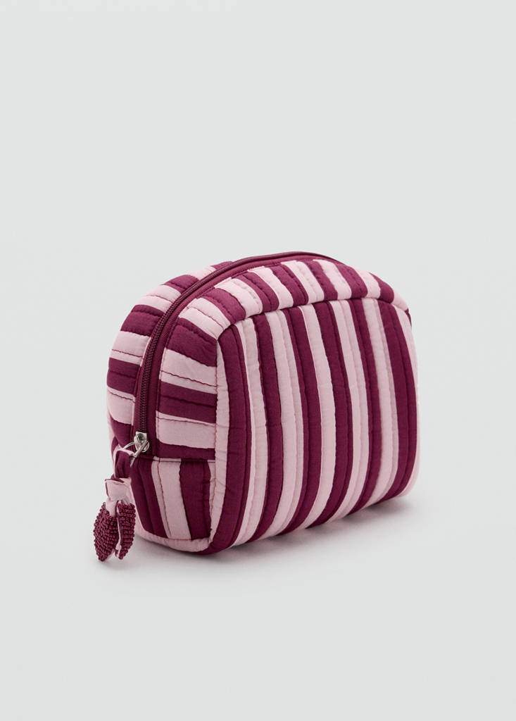 Stripe-print toiletry bag — Pink
