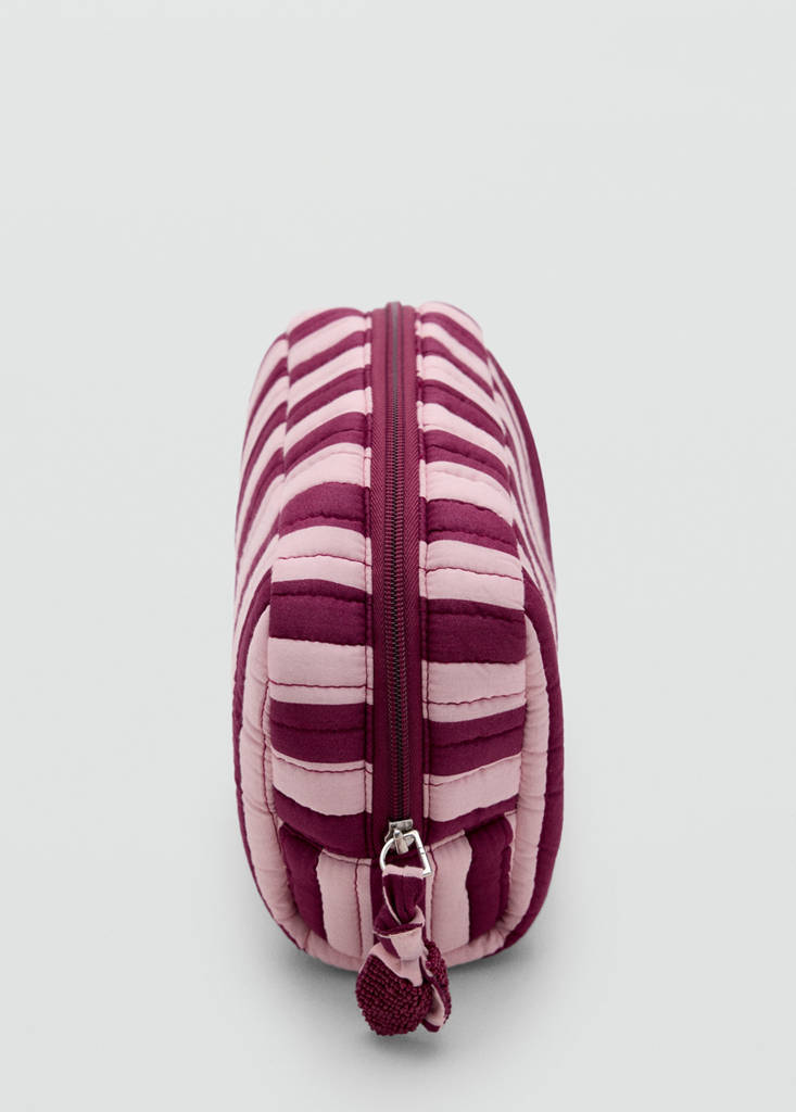 Stripe-print toiletry bag — Pink