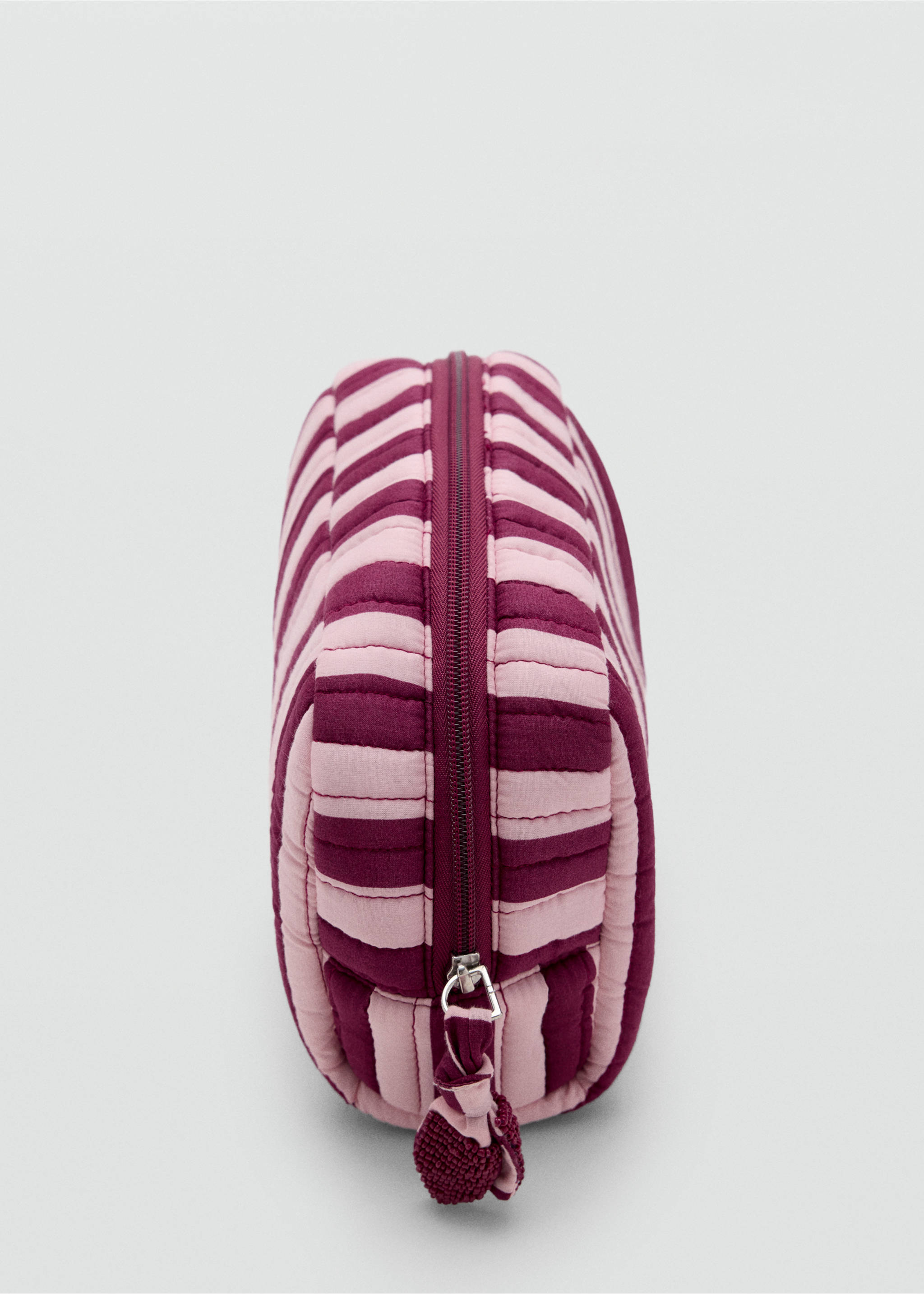 Stripe-print toiletry bag - Details of the article 1, Pink. Ref: 37034412-00.
