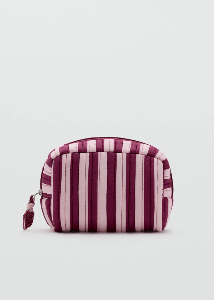 Stripe-print toiletry bag — Pink