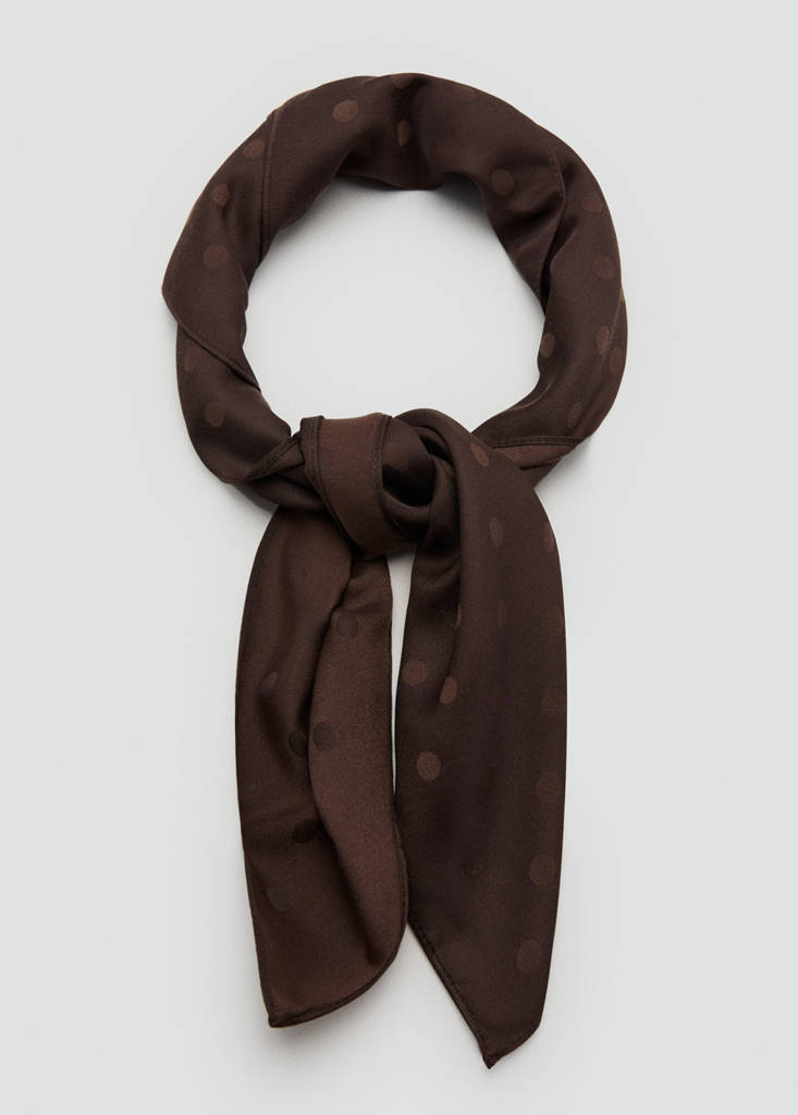 Jacquard polka dot scarf — Chocolate