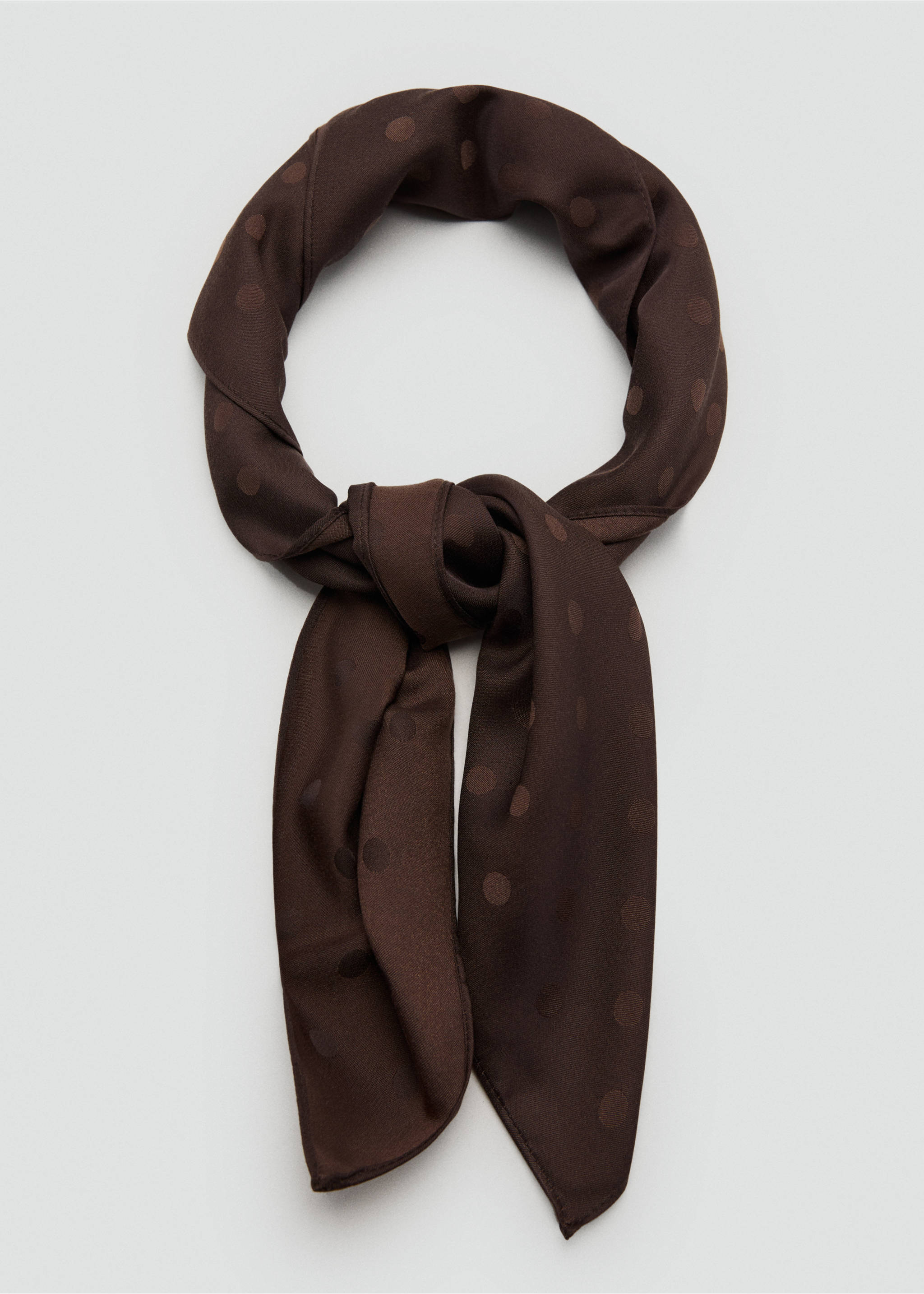 Polka dot square scarf - Details of the article 1, Chocolate. Ref: 37034414-00.