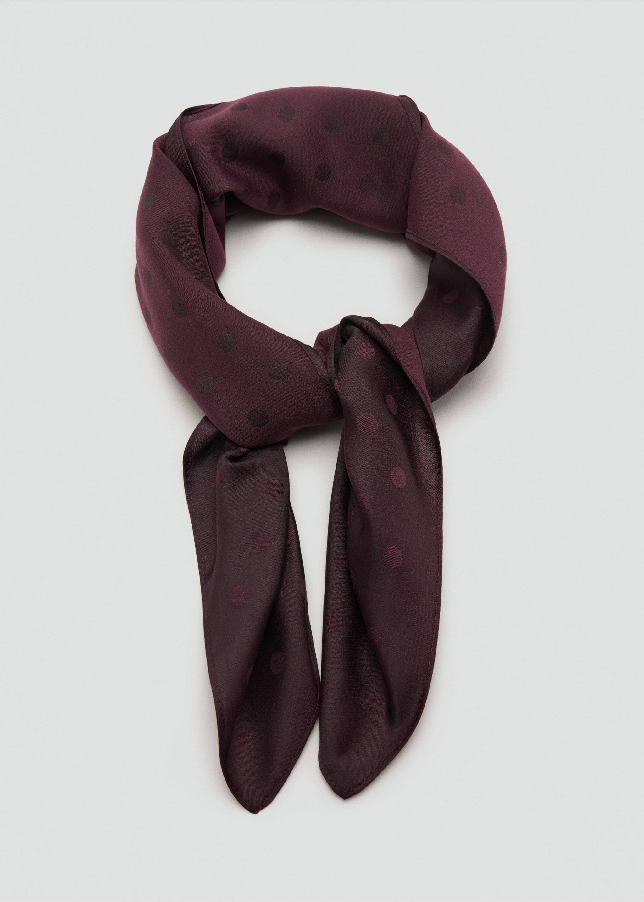 Polka dot square scarf - Details of the article 1, Burgundy. Ref: 37034414-00.