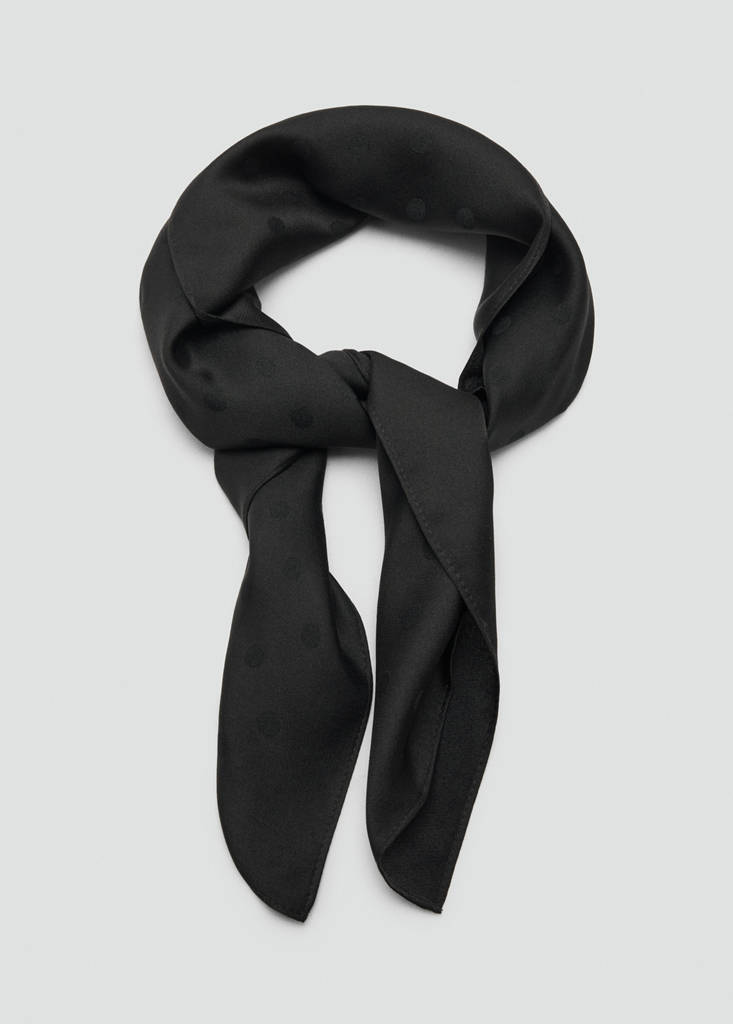 Jacquard polka dot scarf — Black