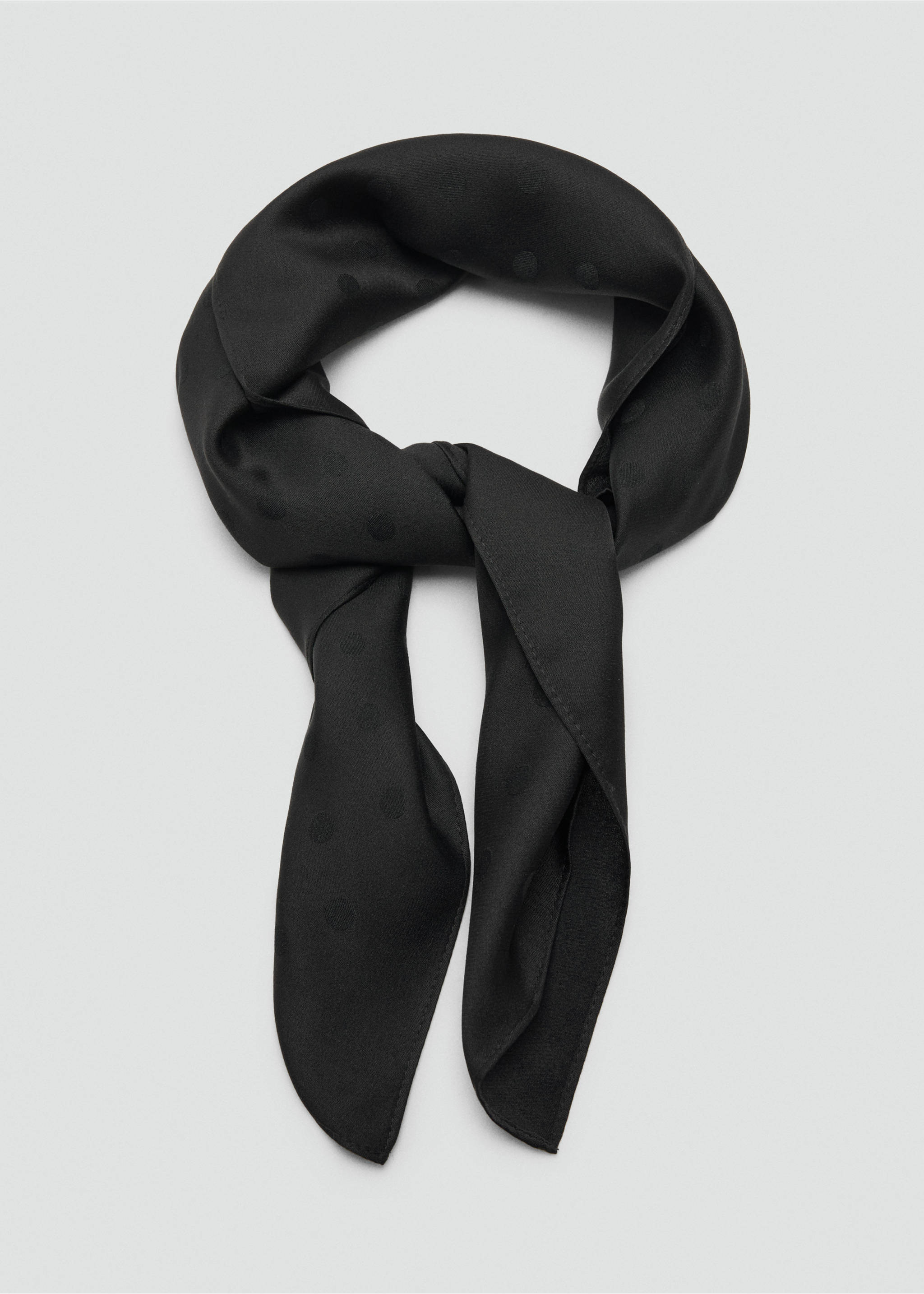 Polka dot square scarf - Details of the article 1, Black. Ref: 37034414-00.
