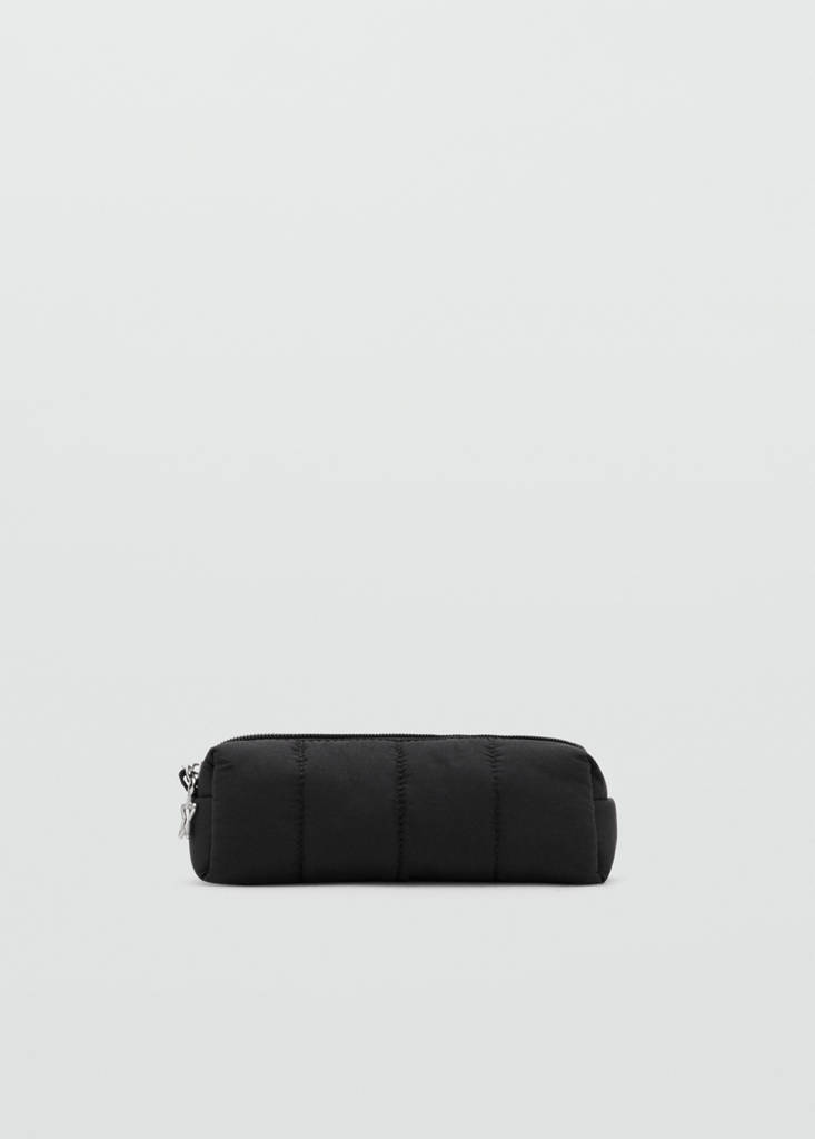Quilted pouch with star detail — Black