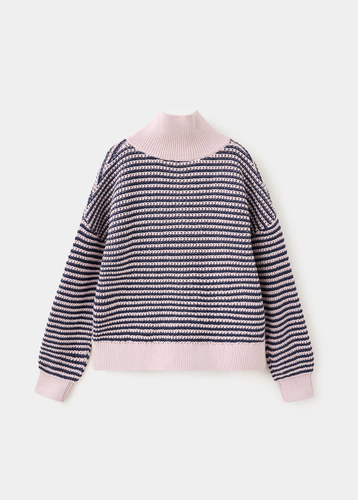 Striped sweater with zip — Light/Pastel Purple