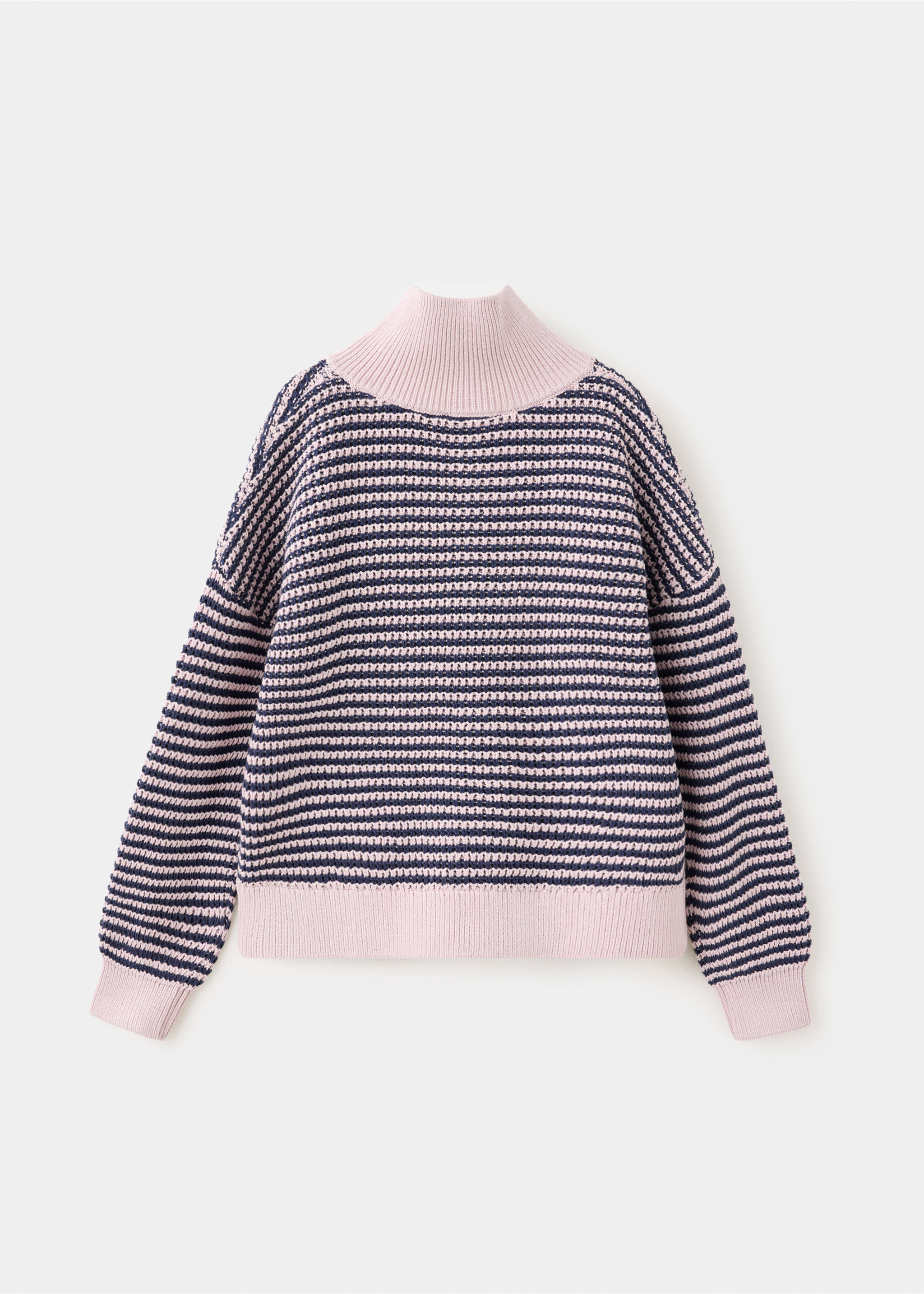 Pull-over zippé rayures - Verso de l’article, Violet clair/pastel. Ref: 37034420-00.