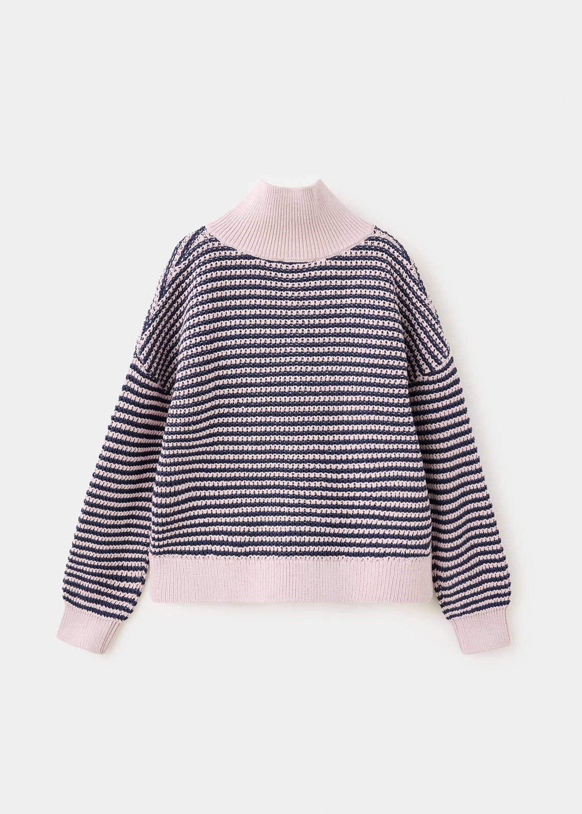 Striped sweater with zip — Light/Pastel Purple