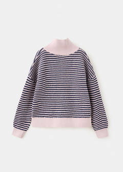Striped sweater with zip — Light/Pastel Purple 4