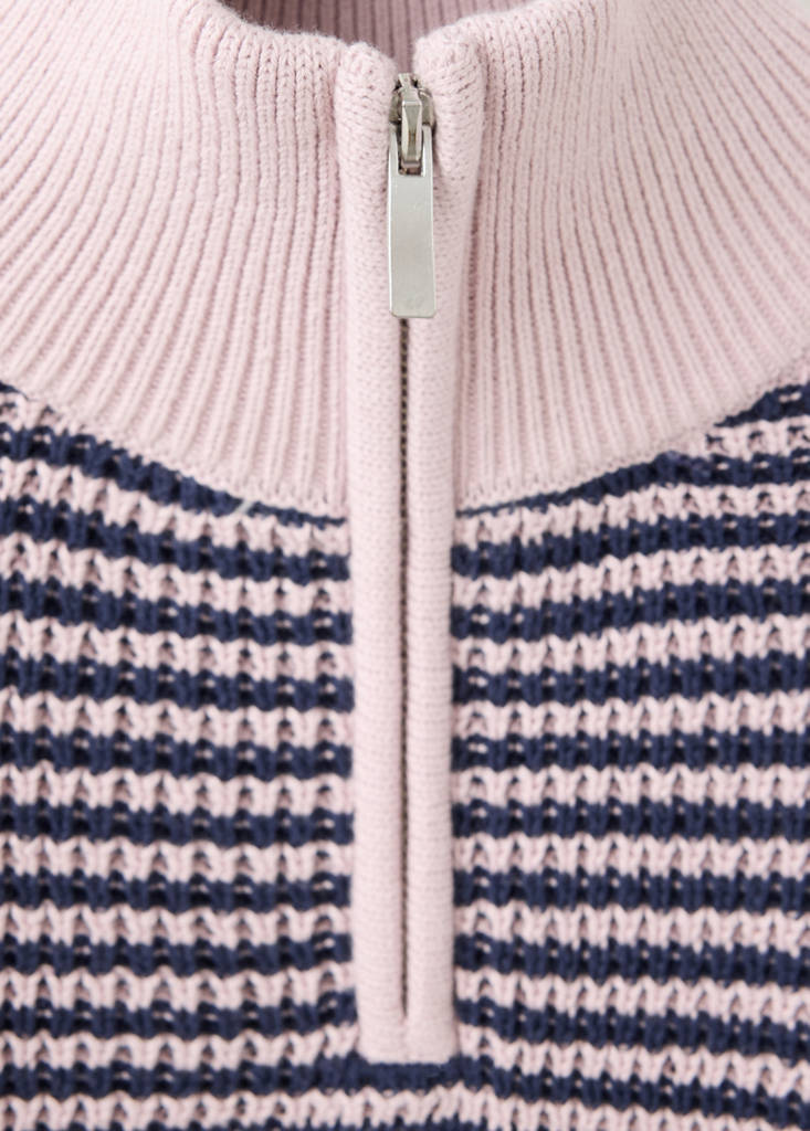 Striped sweater with zip — Light/Pastel Purple