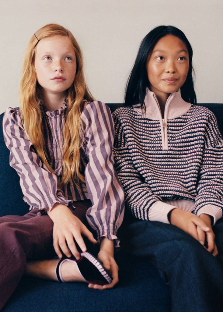 Striped sweater with zip — Light/Pastel Purple