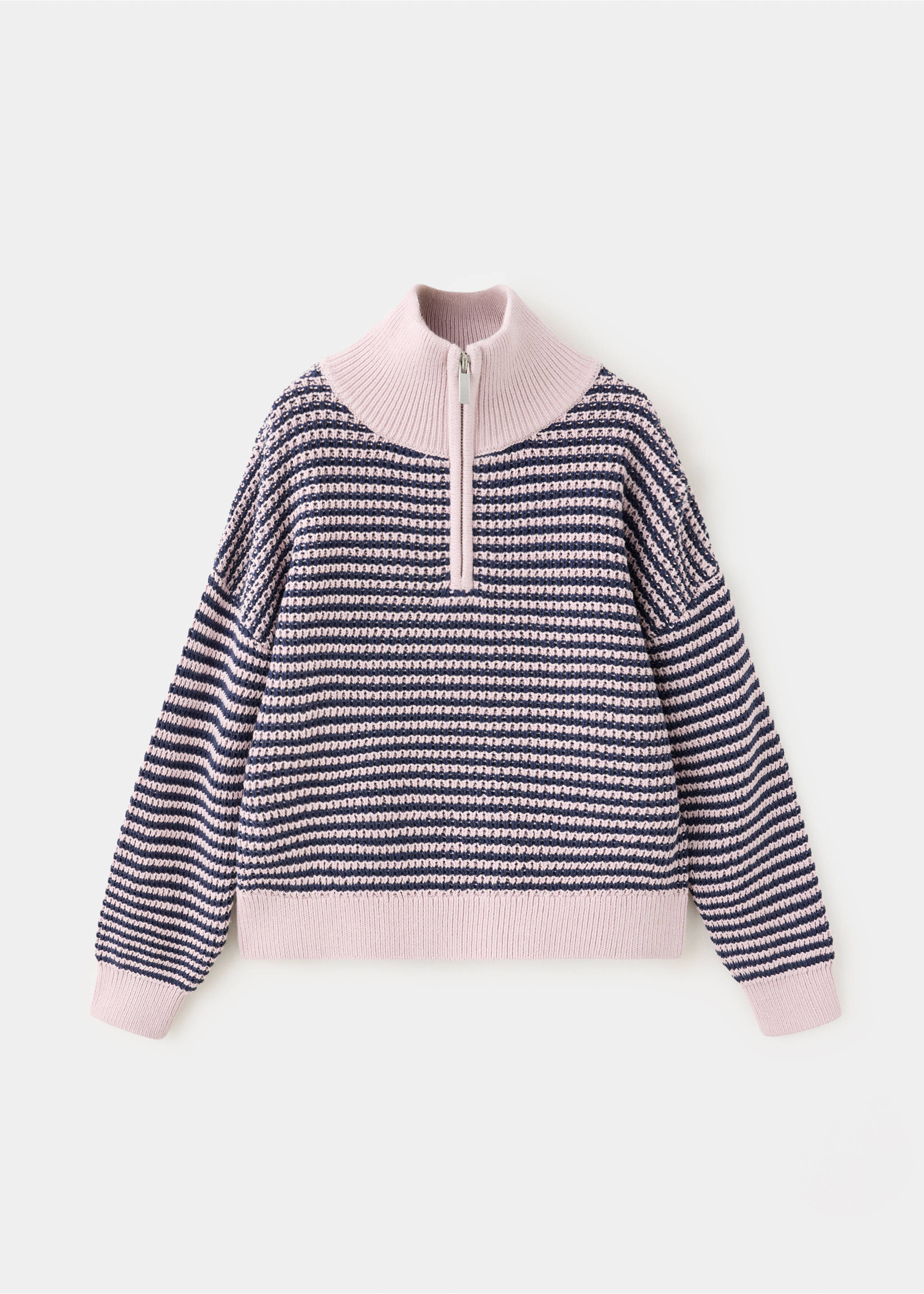 Pull-over zippé rayures - Article sans modèle, Violet clair/pastel. Ref: 37034420-00.