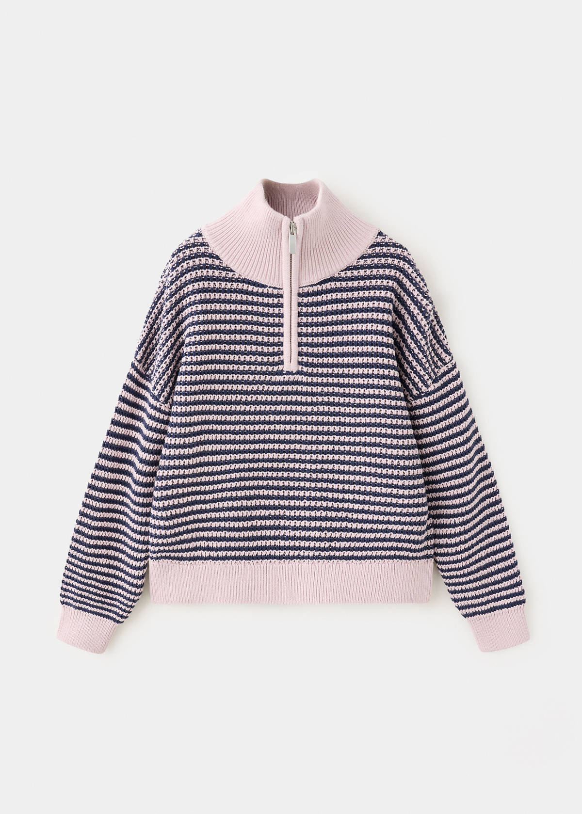 Striped sweater with zip — Light/Pastel Purple