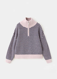 Striped sweater with zip — Light/Pastel Purple 2