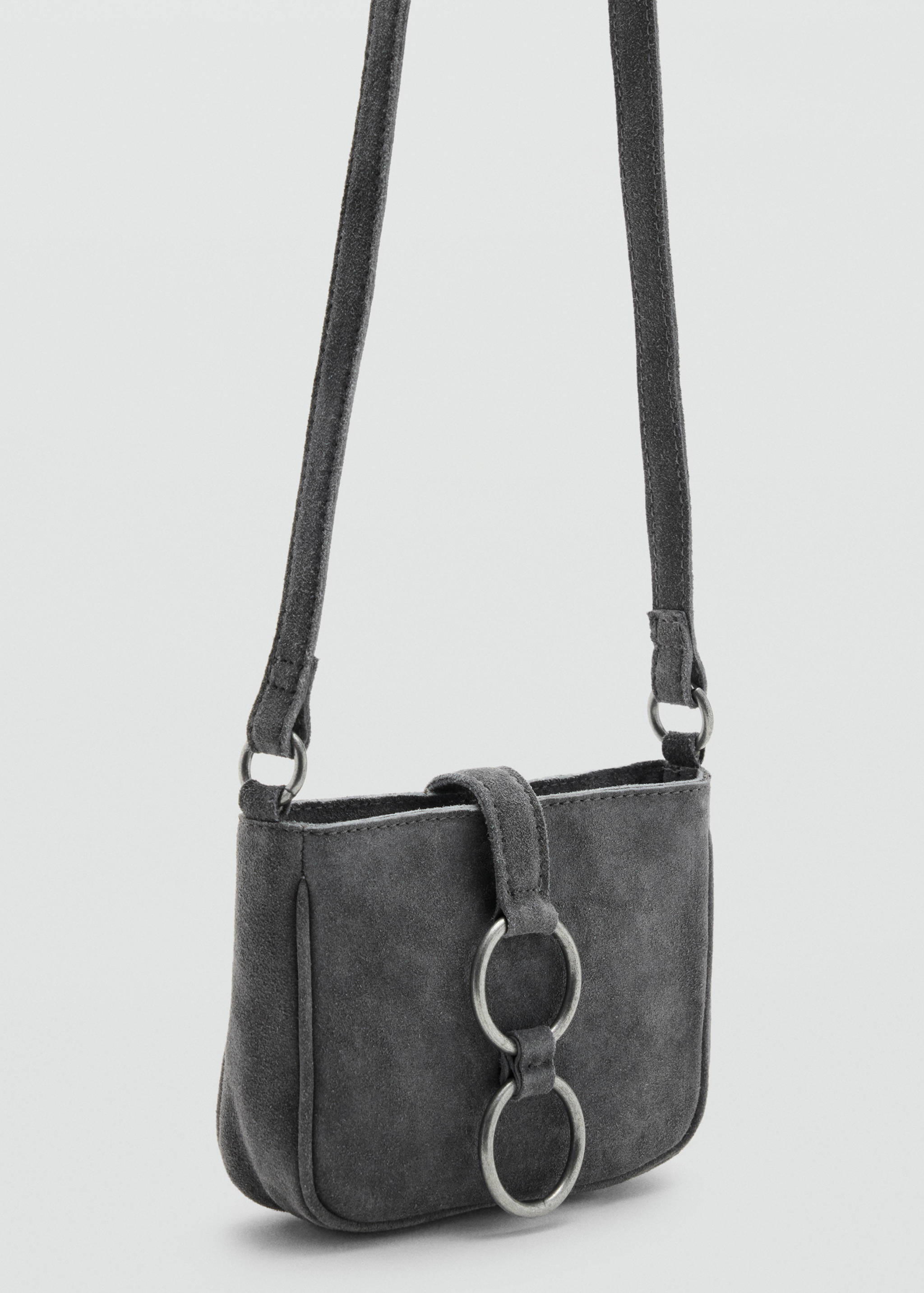 Leather crossbody bag with hoops - Medium plane