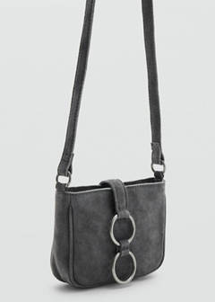 Leather crossbody bag with hoops — Grey 3