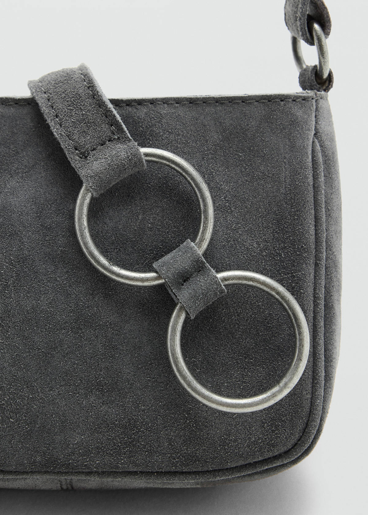 Leather crossbody bag with hoops — Grey