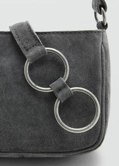 Leather crossbody bag with hoops — Grey 4