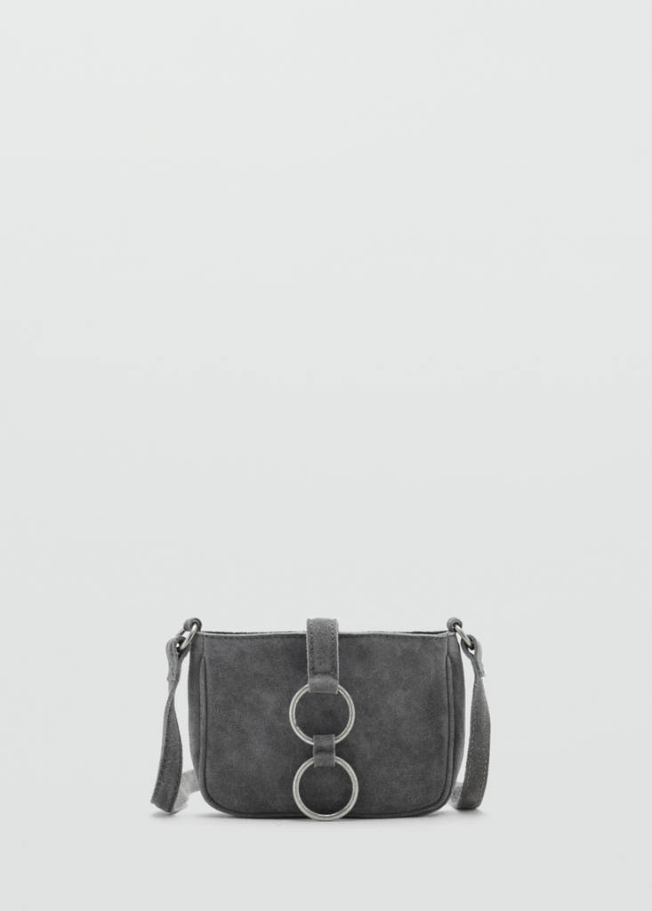 Leather crossbody bag with hoops — Grey