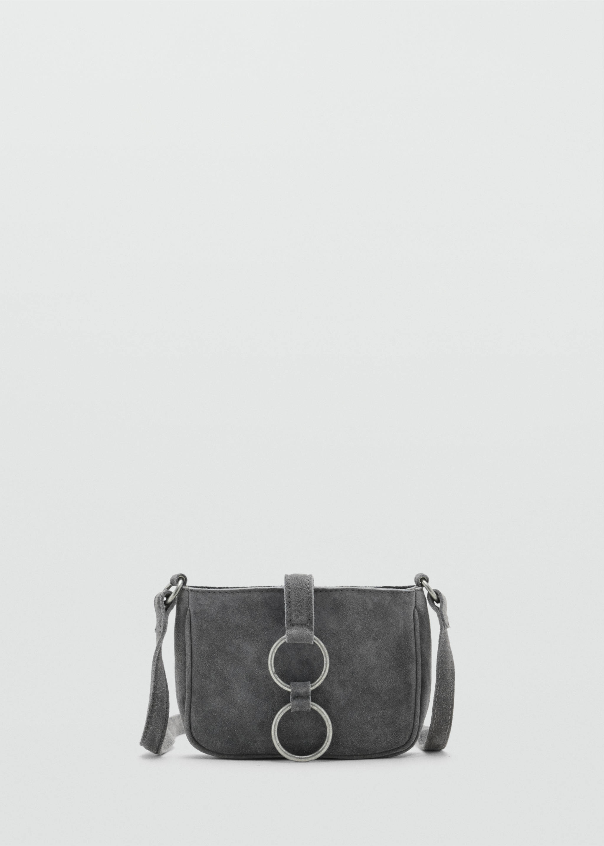 Leather crossbody bag with hoops - Article without model, Grey. Ref: 37034423-00.