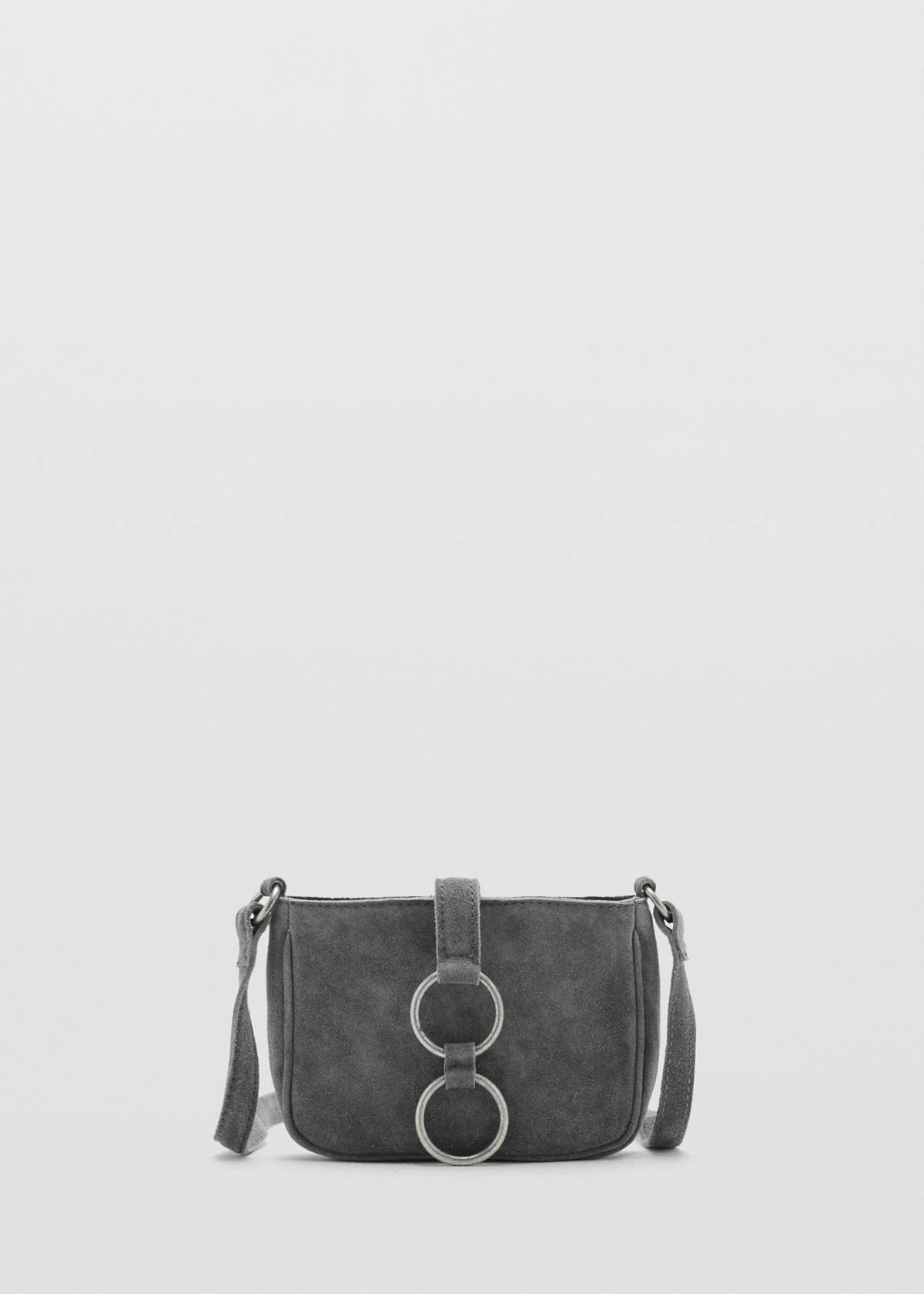 Leather crossbody bag with hoops — Grey