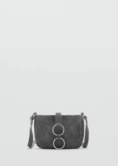 Leather crossbody bag with hoops — Grey 1