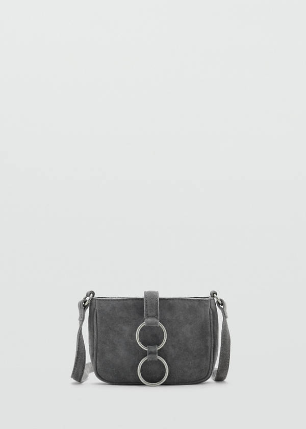 Leather crossbody bag with hoops — Grey