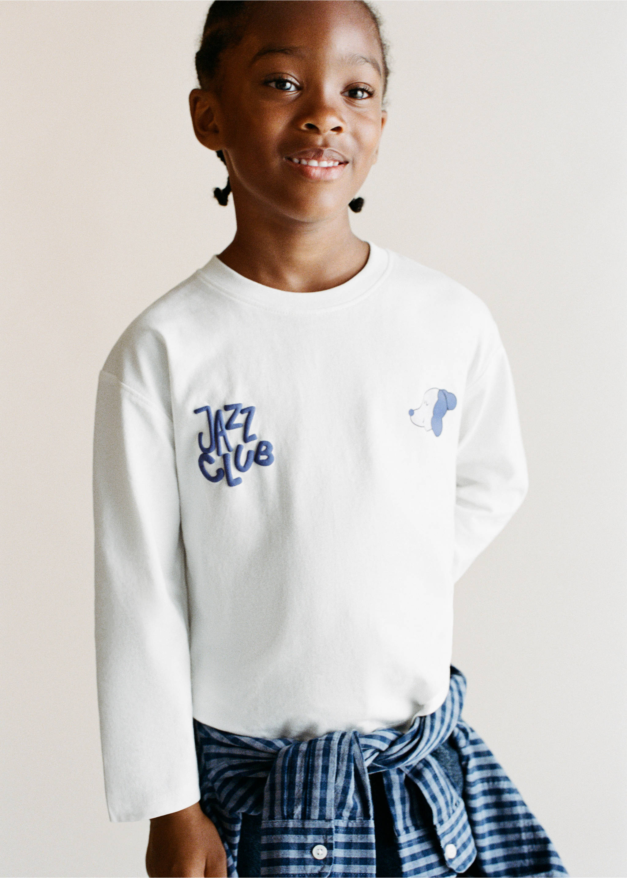 Printed cotton-blend t-shirt - Details of the article 5, White. Ref: 37034427-00.