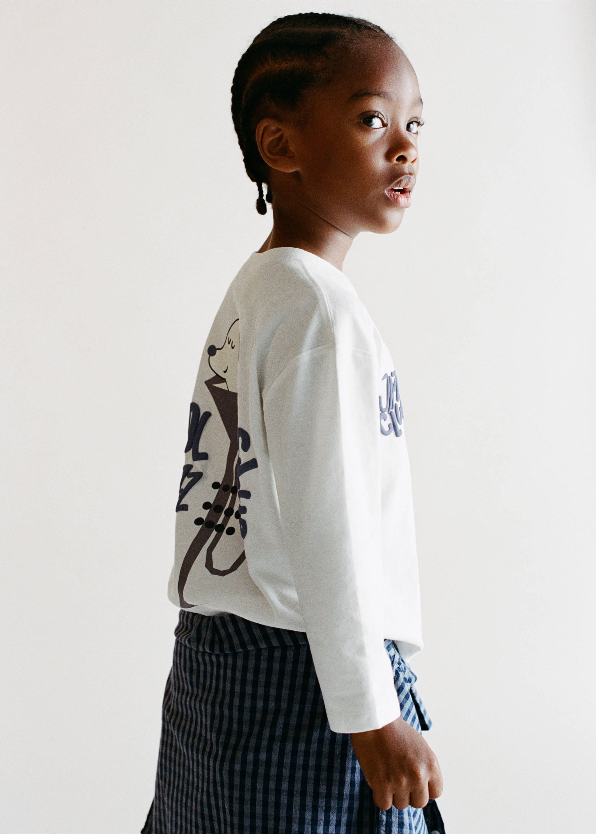 Printed cotton-blend t-shirt - Details of the article 6, White. Ref: 37034427-00.