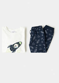 Space printed long pyjamas — Dark Navy 4
