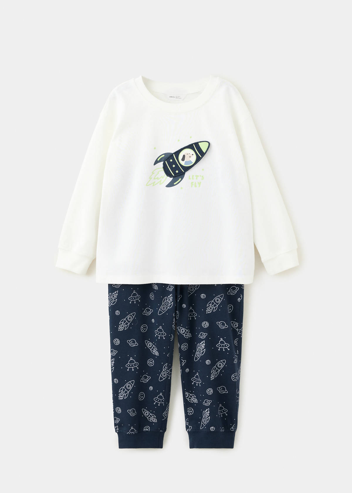 Space printed long pyjamas — Dark Navy