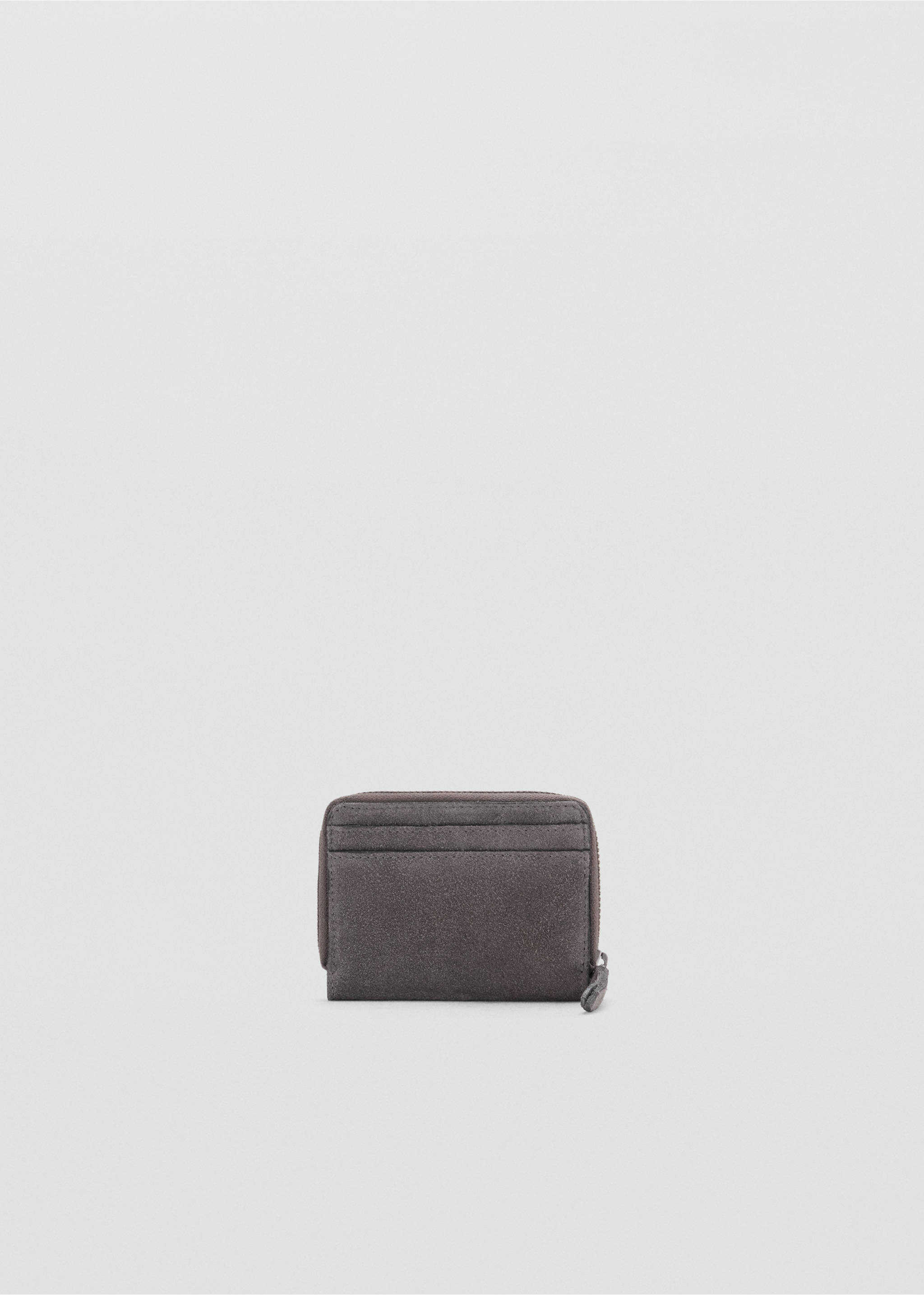 Grey zip-around wallet with card slots and a textured finish., Grey. Ref: 37034431-00.