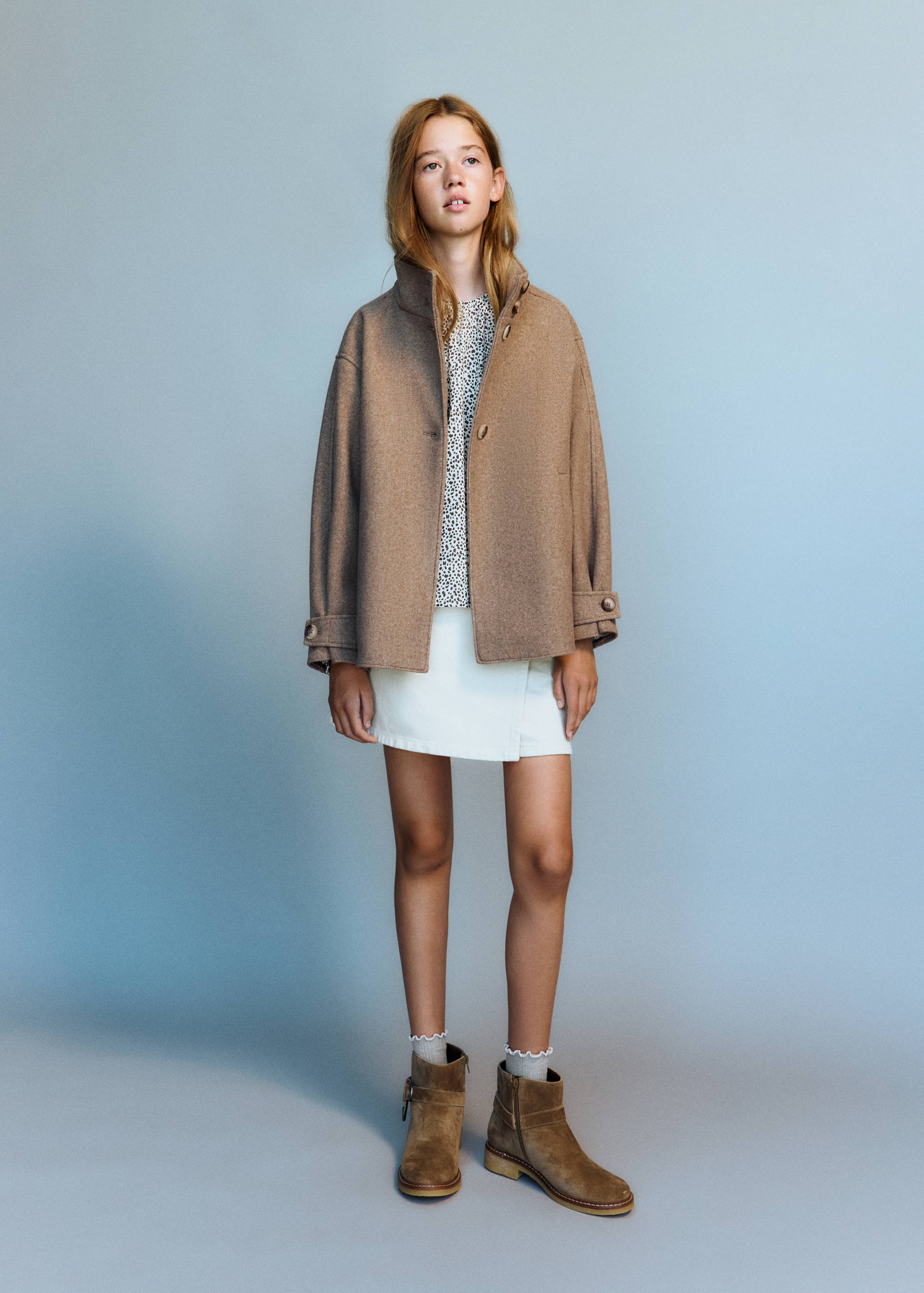 Funnel neck wool coat - General plane
