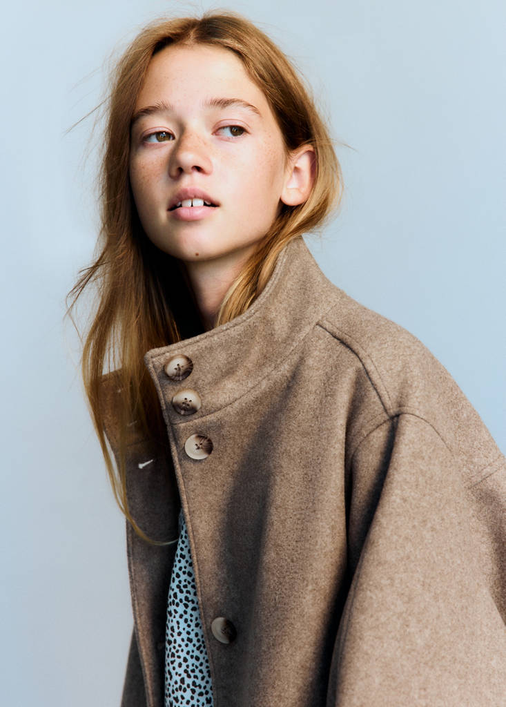 Funnel neck wool coat — Medium Brown