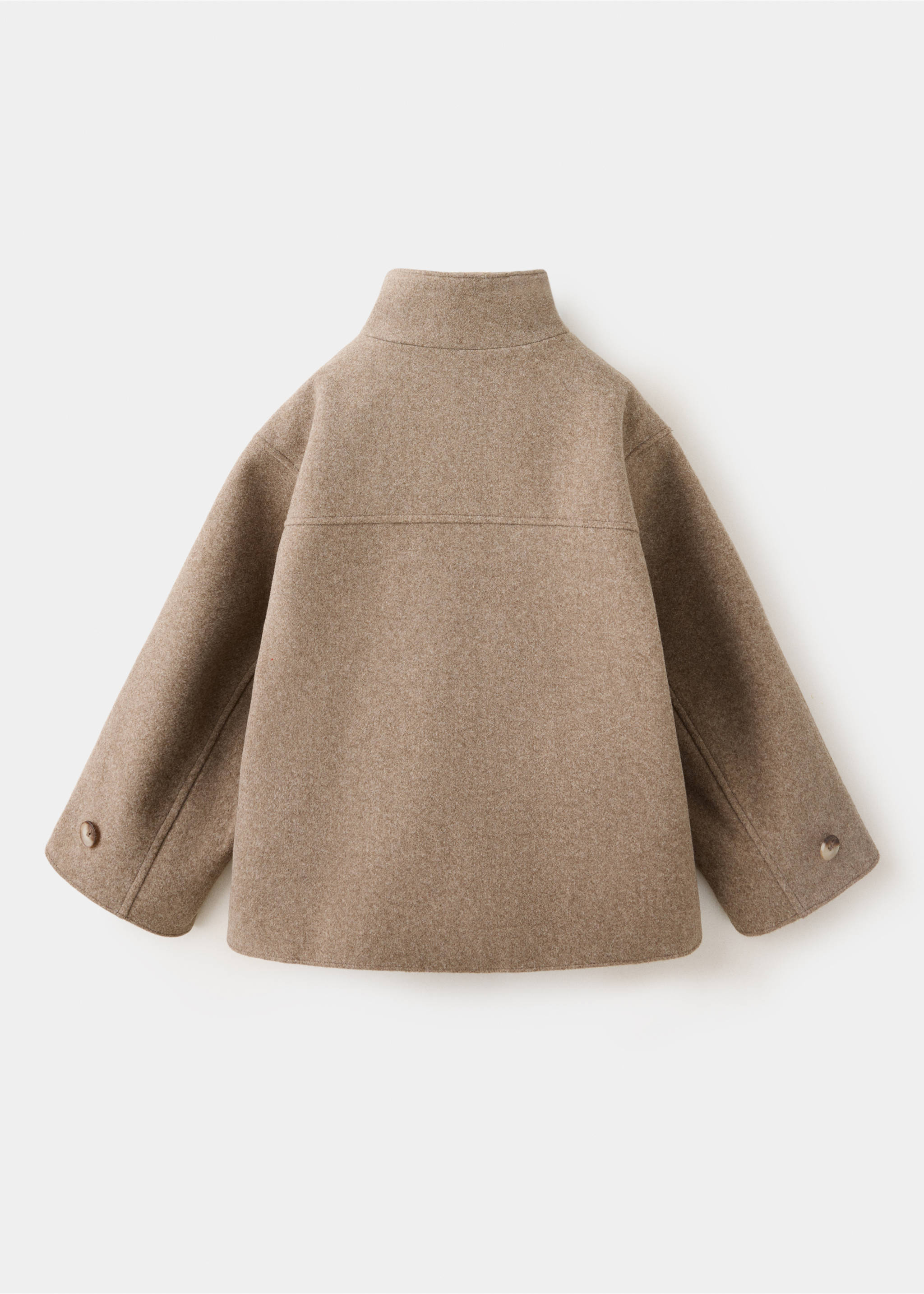 Felt coat with funnel neck - Reverse of the article, Medium Brown. Ref: 37034432-00.